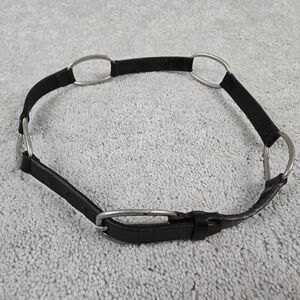 VTG Albatros Genuine Leather Black Belt Made In Italy Metal Oval Details Sz M